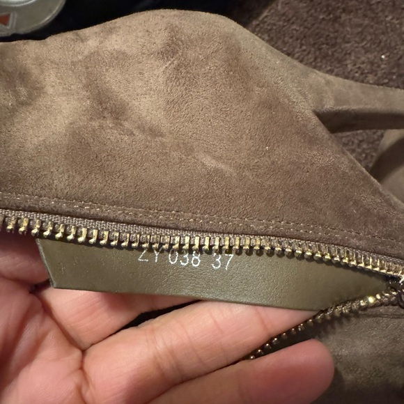 Women suede khaki booties heels - Picture 4 of 4